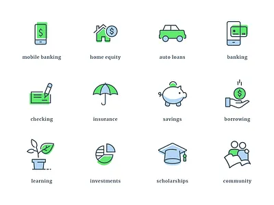 Bayport Icons bank bank website creative direction credit union design finance icon design icons ui ux vector vector artwork web design website website design