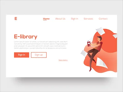 Online library clean design flat illustration landign page landing landing design landing page concept landing page design minimal mobile ui ux vector web webdesign website