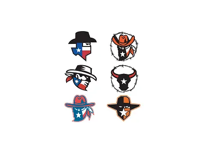 Texas Outlaw Mascot Collection american bandit bull cow flag head highwayman icon lone star lone star state longhorn man mascot maverick outlaw star texan texan outlaw texas texas longhorn bull