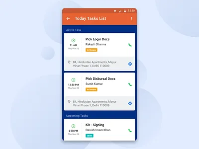 Loan Documents pick-up task App for Runner app bank app concept design document loan mobile task ui ux