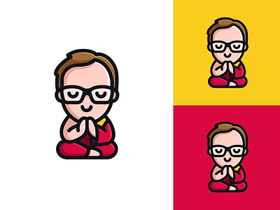 Geek Monk app drawing bold outlines brand branding buddhism temple caricature face cartoon comic character mascot customer care cute fun funny friendly calm geek monk geometry geometric illustrative illustration logo identity meditation relax nerd buddhist silent tranquility simple minimalist smart clever zen balance