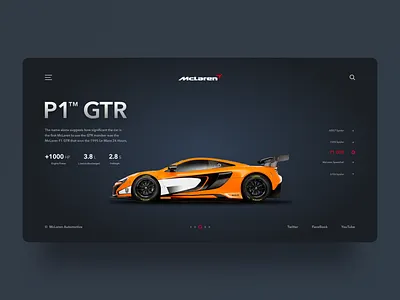 Model page Mclaren car design home page ui ux web