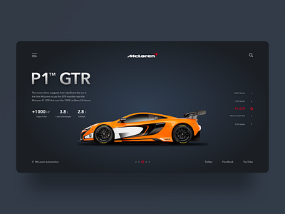 Model page Mclaren car design home page ui ux web