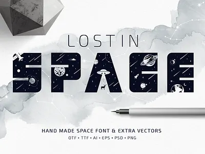 Lost In Space. Color Font (SVG) astronaut cosmic cosmo galaxy infinit lost in space solar system space star system stars univers