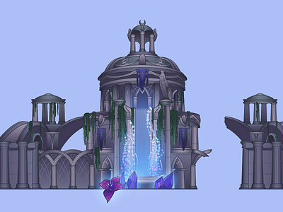 Ley-Ruins of Zarkhenar azsuna blizzard building elf illustration legion line art stroke vector world of warcraft wow