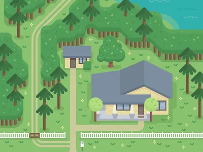 Little Ranch Home digital illustration flat flat illustration house illustration map overhead overworld vector vector illustration