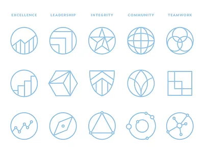 Business School Icons business community excellence icon set icons integrity leadership monoline teamwork