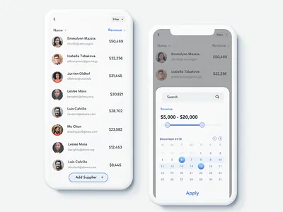 Suppliers on IOS | Distribution Company apply blue clean desion distribution distributor filter flat ios list mobile search sketch suppliers supply supply chain table ux ux ui white