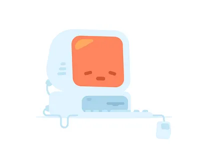 Sadputer character computer desktop emotion error flat hard day illustration kids pc sad vintage
