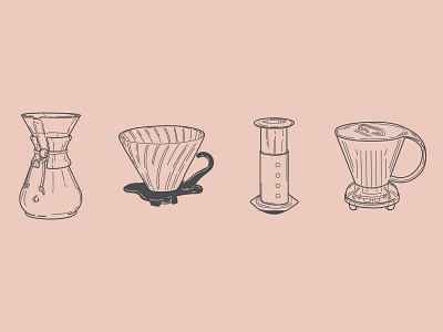 Way to brew! chemex coffee line work pour over vector