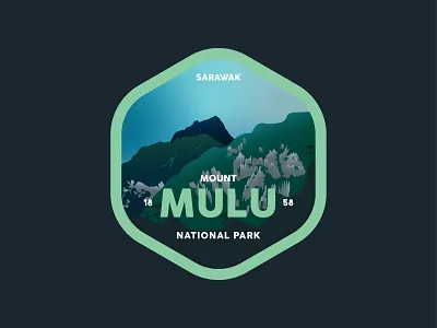 Mount Mulu, Sarawak design flat icon illustration malaysia mountain typography vector
