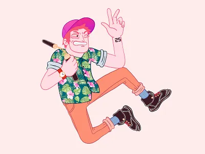 Sup 2d character human man self portrait tropical