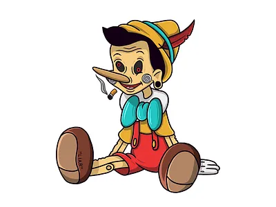 Liar apparel cigarette clean clothing creative block design disney edgy feather fedora illustration illustrator ipad liar off white pinocchio puppet real boy skate tattoo