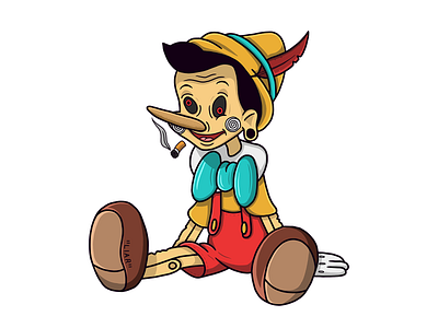 Liar apparel cigarette clean clothing creative block design disney edgy feather fedora illustration illustrator ipad liar off white pinocchio puppet real boy skate tattoo