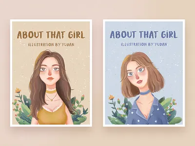 About that girl (2) character color flat flower girl gradient illustration scenery tunan