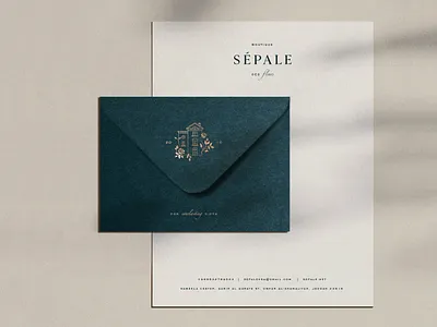 Sépale Branding Design botanical boutique branding design elegant floral florist flower shop font french style illustration letterhead logo logodesign luxury natural stationery design turquoise typography