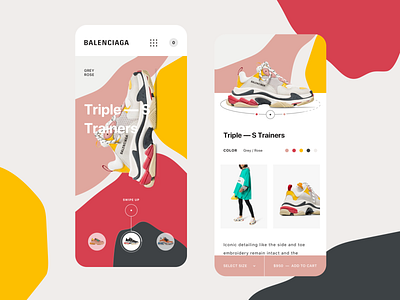 Balenciaga - Triple S Grey Rose Mobile balenciaga colors concept e commerce fashion landing page mobile mobile first motion responsive shoes shop sneaker triple s ui ux