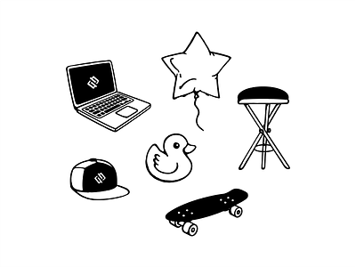 Neopix icon set baloon branding chair design desk duck editorial graphic design hat icon icon set illustration laptop logo shape skateboard star vector