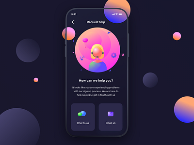 Firststep request help android app chat dark email help investment ios ipad ui iphone mockup mockup design mode neel prakhar request screen sharma ui ux user windows