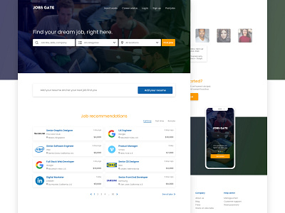Job Portal Landing page adobe xd job portal landing page ui