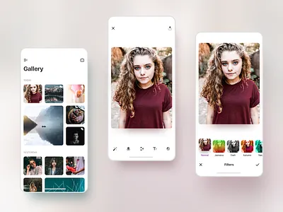 Photo Editor App app blur filters gallery girl ios iosapp iphone landscape minimalism mobile mobileapp photo ui
