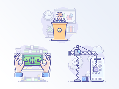 Scenarium icons volume 11 development icojam icons illustration money onboarding presentation scenarium