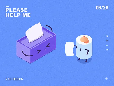 Give you 2.5d blue isometric 插图 设计