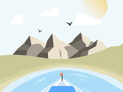 Island color hall island ship vector water