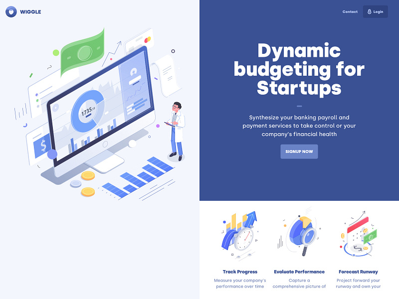 Wiggle landing page app branding chart dashboard data design flat graph illustration saas app sass dashboard ui ui typography ux web