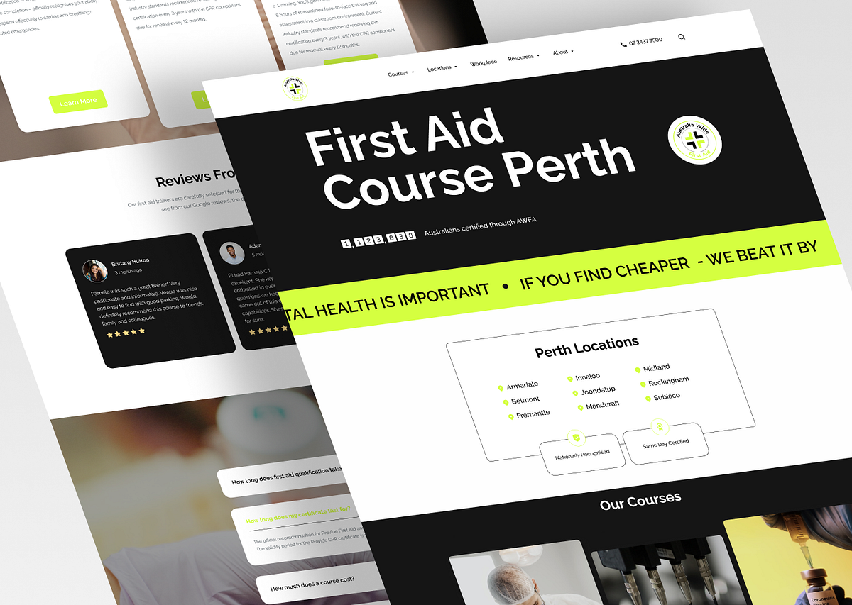 Australia Wide First Aid website UI design by Alex Kibak on Dribbble