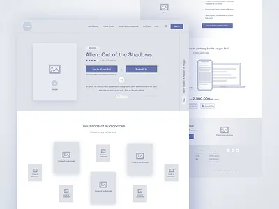 Audiobox - Homepage Wireframe audio audiobooks books design ux ux design web