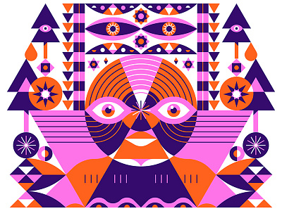 Abstract Being abstract being bold character eyes geometric illustration vector