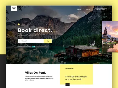 Visual Homepage design - Classified portal 17seven book villas clean design homepage ia mobile ui design user interface design ux design villasonrent website