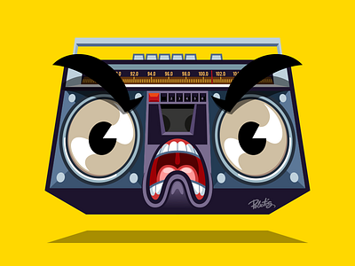 Boombox art boombox cartoon character doodle funny illustration music retro vector