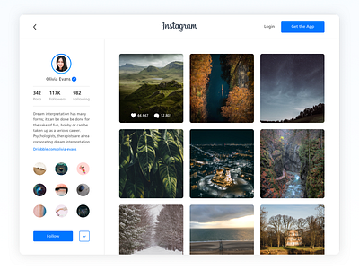 Instagram Redesign design follow followers instagram login photo photo app posts redesign redesign concept web