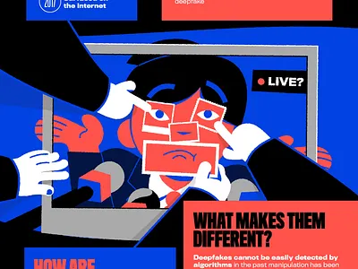 Deep Fakes infographic blue cartoon deepfake fake fake news illustration illustrator infographic trust vector