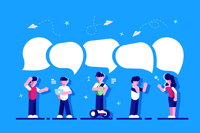 Discussion business business people character chat chatting design dialogue flat illustration messenger network office online people phone social media speech bubble team teamwork vector