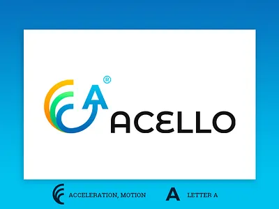 Acello logo branding clean colorful design geometric letter logo logodesign mark modern smart