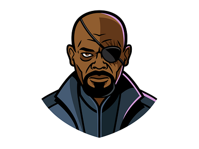 Nick Fury Portrait avengers branding cartoon design fan art film graphic design icon illustration logo logo design marvel movie nick fury portrait vector