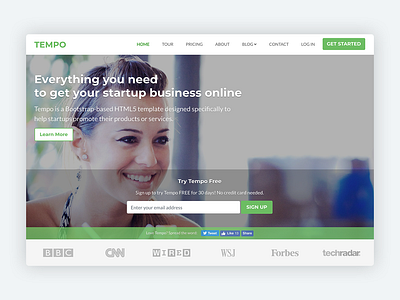 Tempo – Bootstrap Theme for Startups bootstrap bootstrap template bootstrap theme css developer developers html html5 landing page marketing mobile product responsive software company startup template theme website template