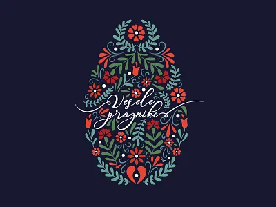 Happy Easter botanical carnation digital illustration easter floral flowers folk graphic design green happy easter holiday illustration red vector