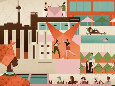 Singapore Airlines africa character editorial flat graphic illustration johannesburg vector