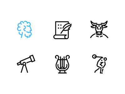 Ancient Greece icons art culture design history icon line myth pictogram poetry set style vector