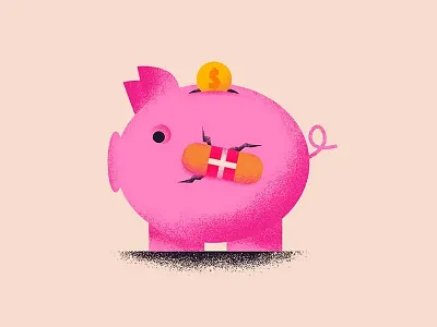 Fixing the Healthcare System america art bandaid design economy editorial flat graphic illustration medical money pig piggy bank texture us vector wealth