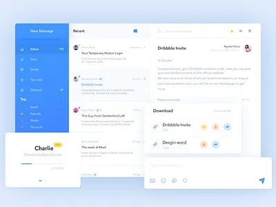 Mail page attachment daily design email inbox practice ui web