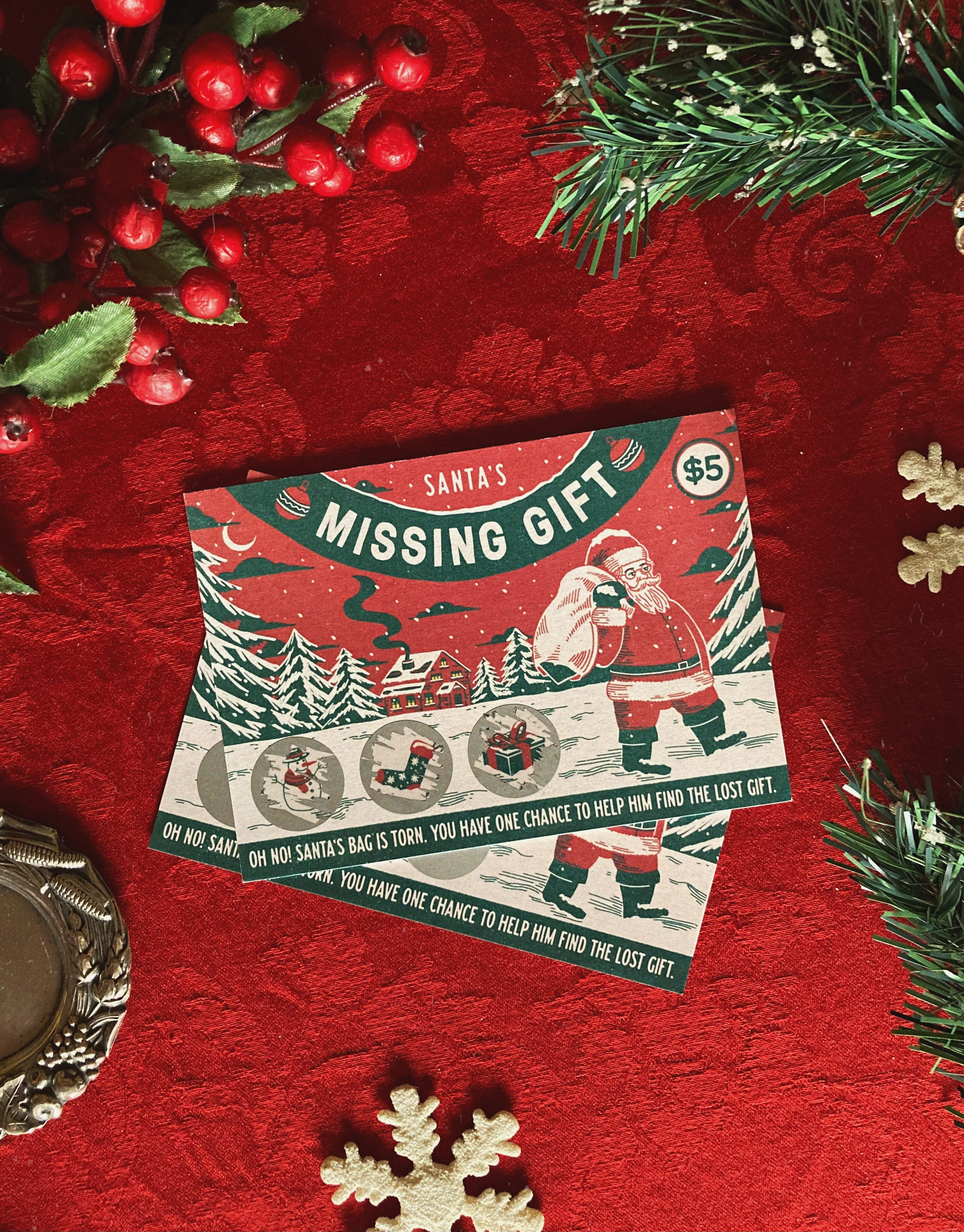 Santa's Missing Gift - Scratch Off Card card christmas holiday card off portugal postcard santa scratch scratch off