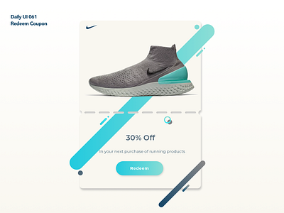 Redeem Coupon | Daily UI 061 061 61 card coupon dailyui dailyui061 design nike redeeem coupon redeem shoes ui ux web