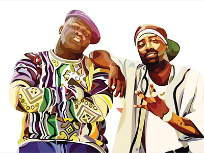 Rivals 2pac artists biggie smalls brooklyn east coast hip hop illustration illustrator los angeles new york notorious big rap rappers tupac vector vector illustration west coast