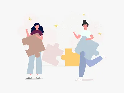 Puzzle pieces characters design decorations design illustration puzzle