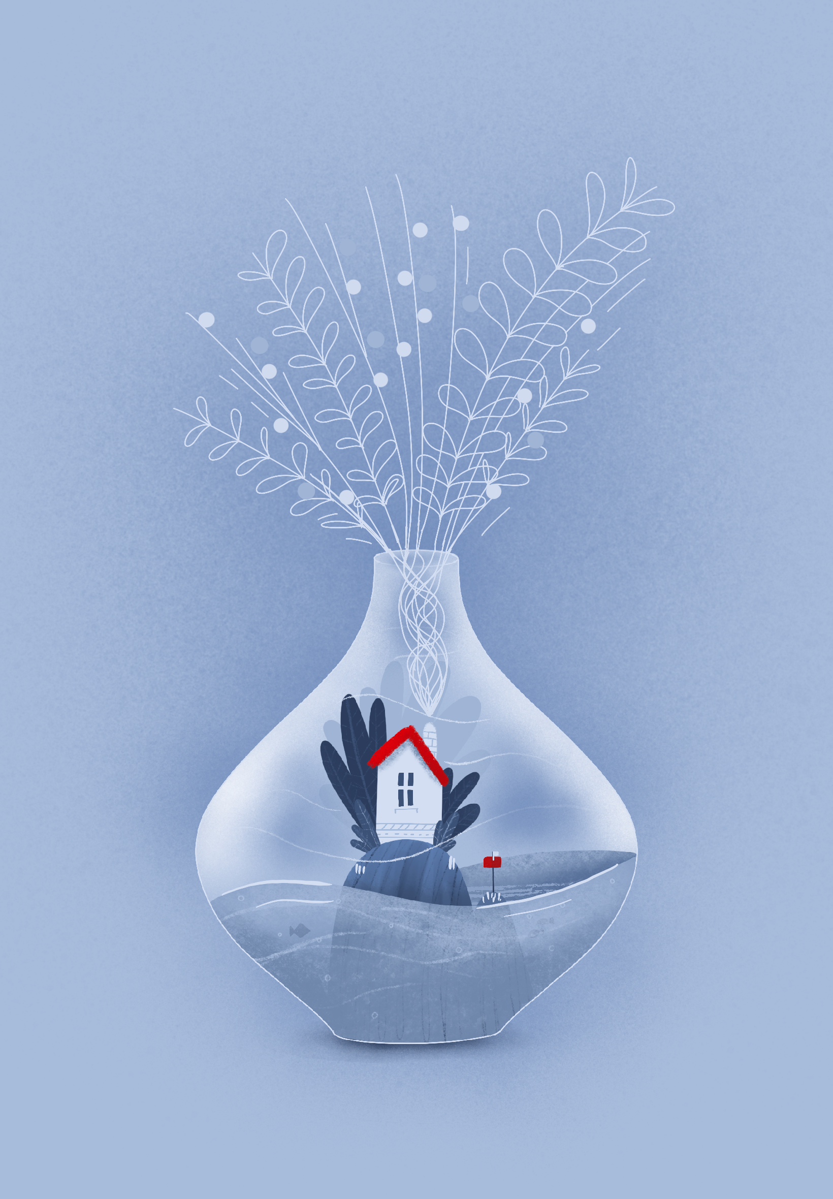Home is safe design flower graphic design home icon illustration line logo mail minimal retro simple vase water